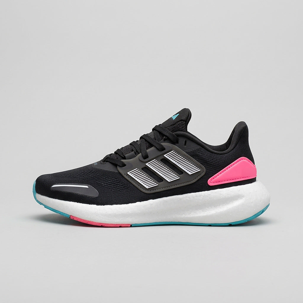 Adidas Pureboost Negro Rosado vista lateral izquierda